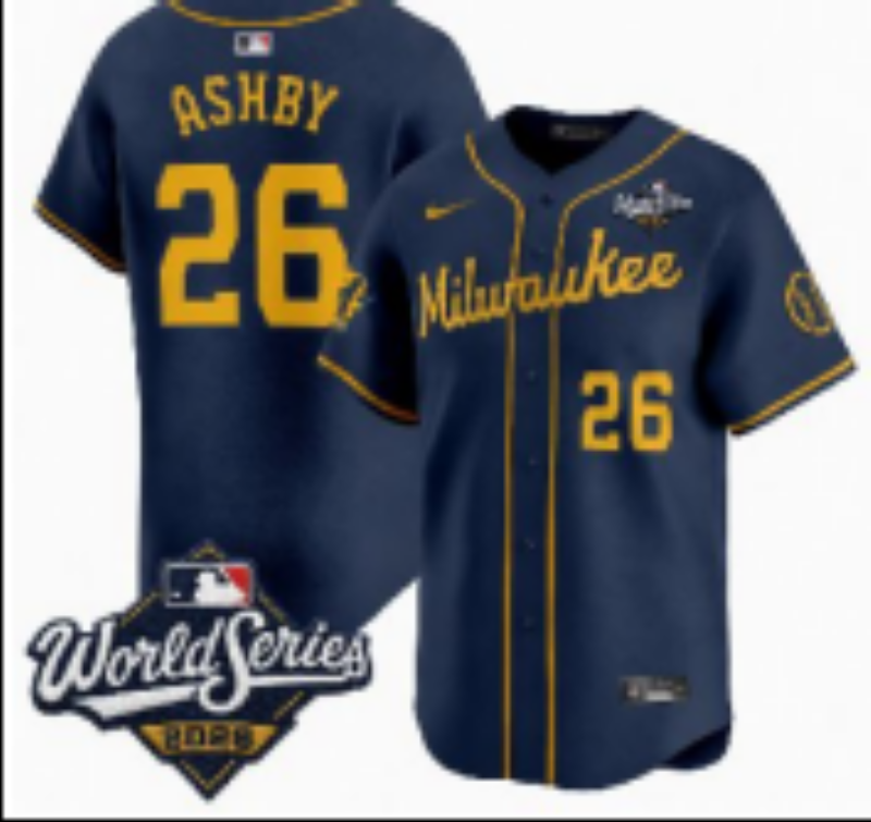 Women Milwaukee Brewers #26 Ashby blue Nike 2026 World Series jersey 1021043